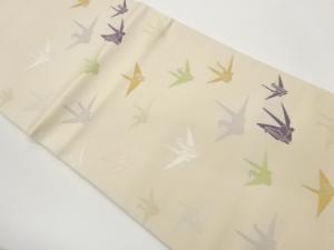 折鶴模様織出し開き名古屋帯（額縁仕立て）